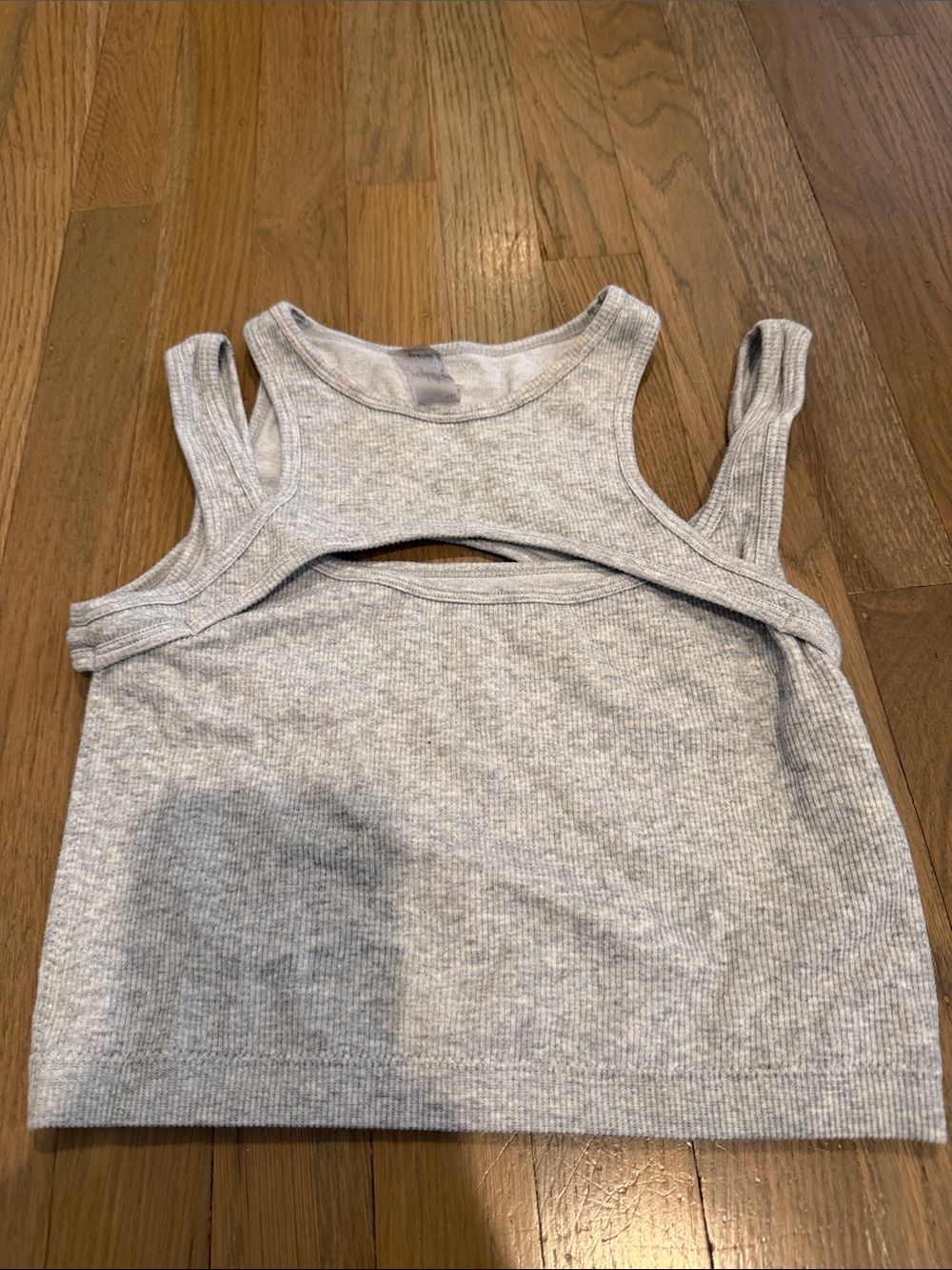 Garage_Grey Ribbed Cutout Tank Top
